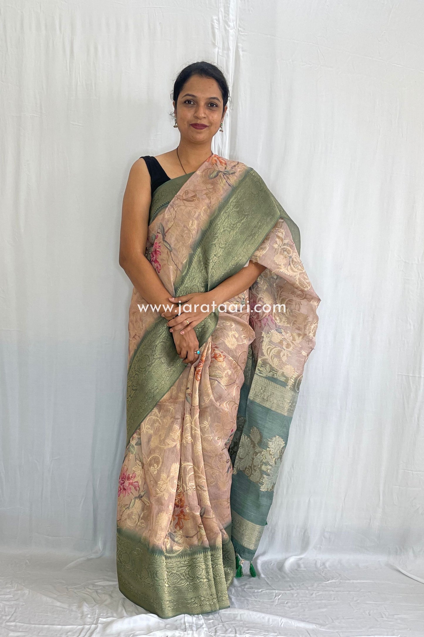 Beige Green Navya Saree