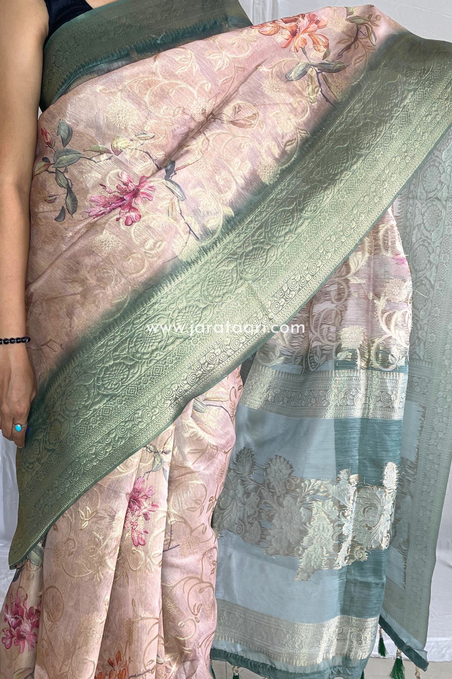 Beige Green Navya Saree