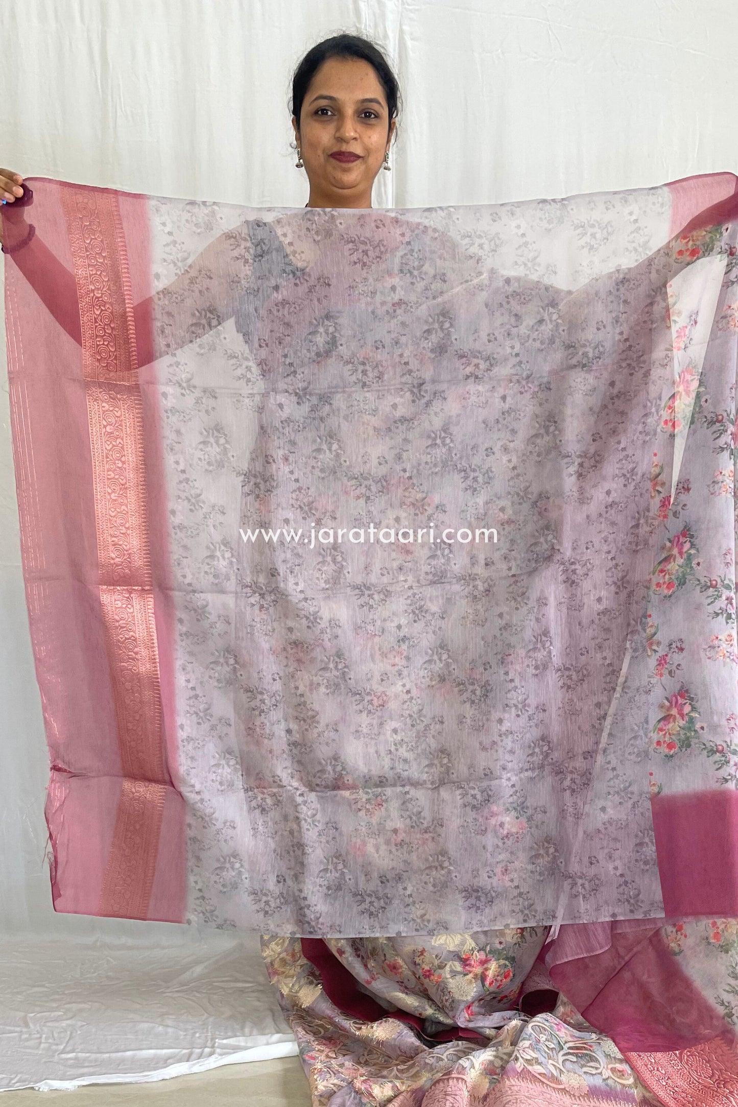 Gray Garnet Pink Navya Saree