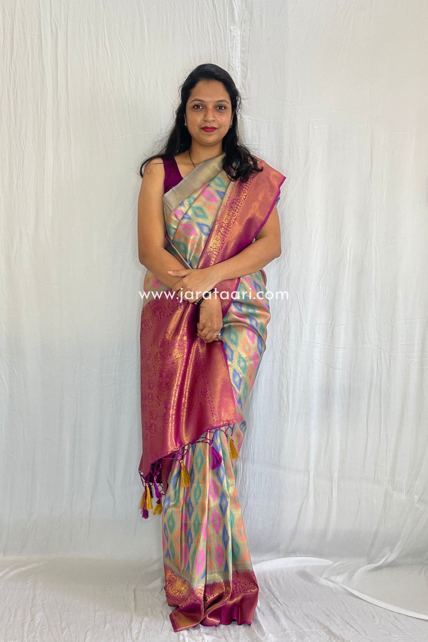 Grey Pink Ganga Saree