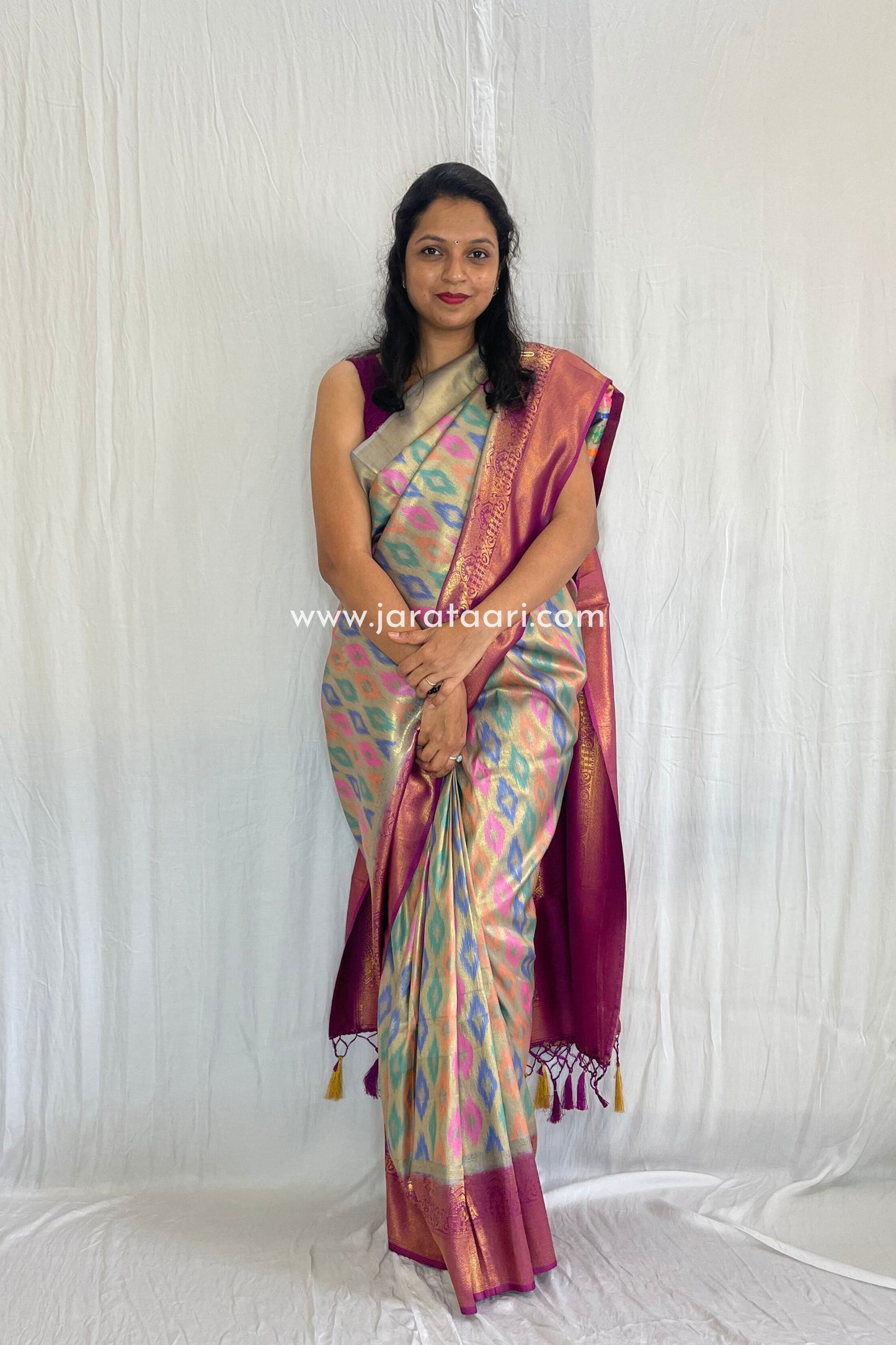 Grey Pink Ganga Saree