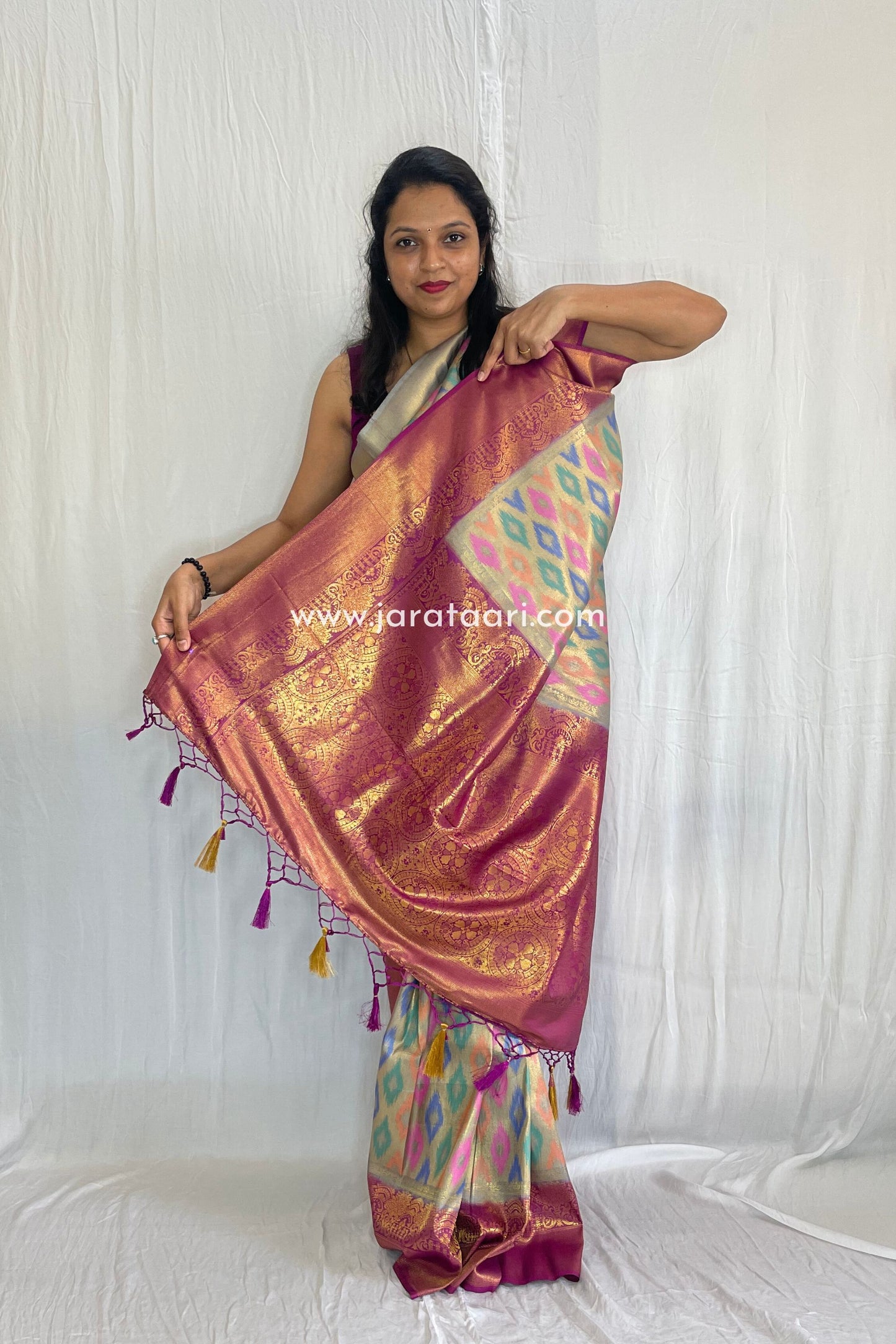 Grey Pink Ganga Saree