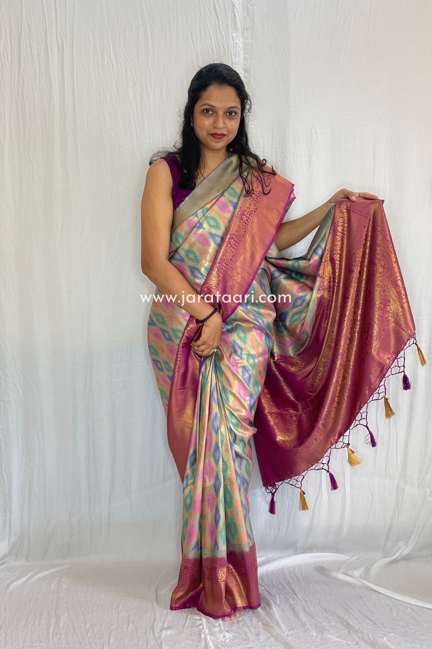 Grey Pink Ganga Saree