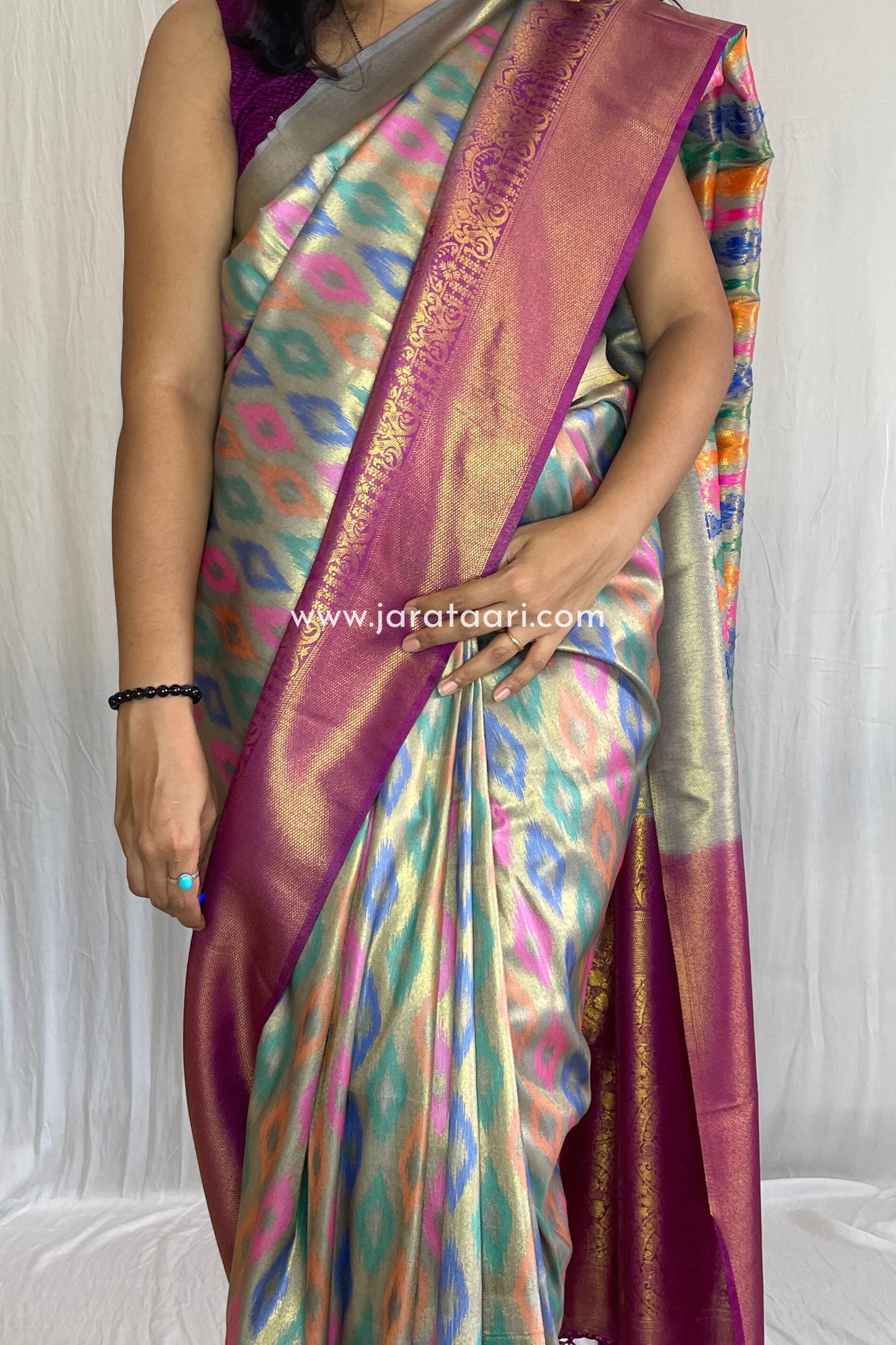 Grey Pink Ganga Saree