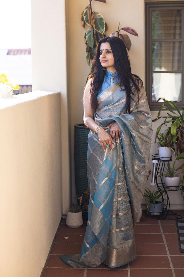 Light Blue Tissue Saree