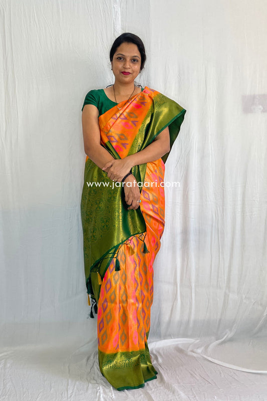 Orange Green Ganga Saree