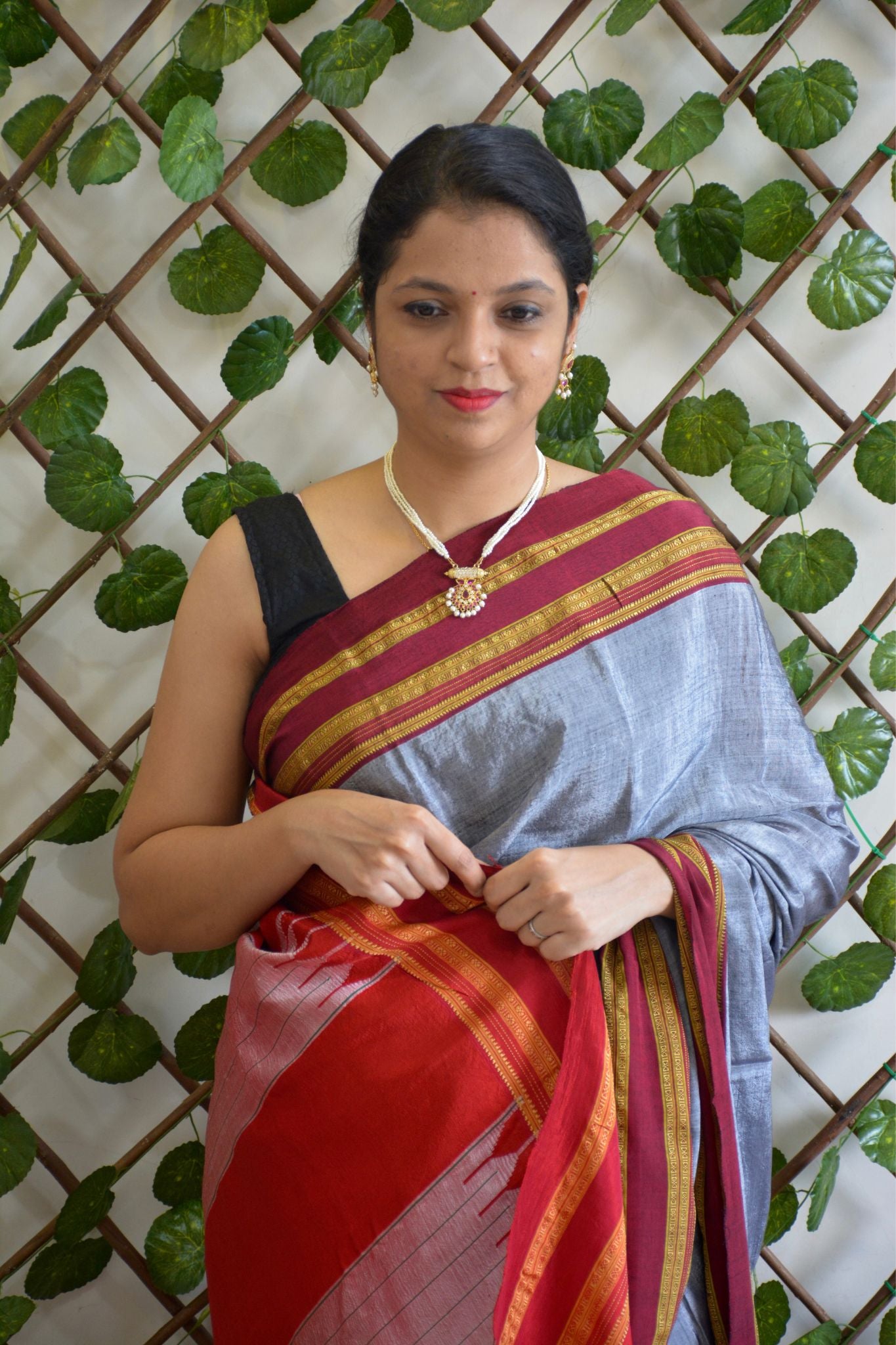 ILKAL SILK BY COTTON CHIKKI STAR SAREE - Silkal.in