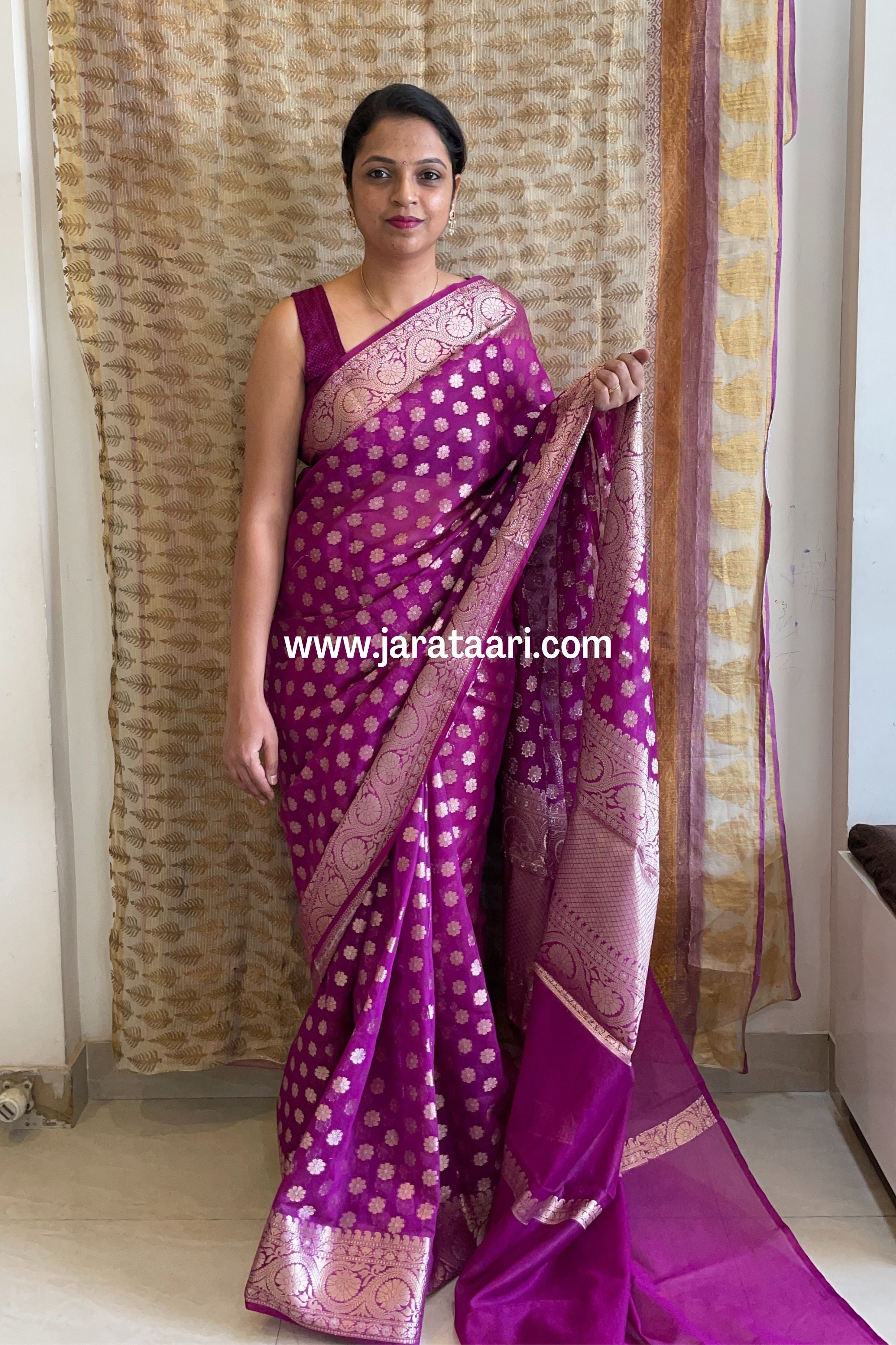 Purple Handwoven Banarasi Kadhua Silk Saree - Shivangi Kasliwal