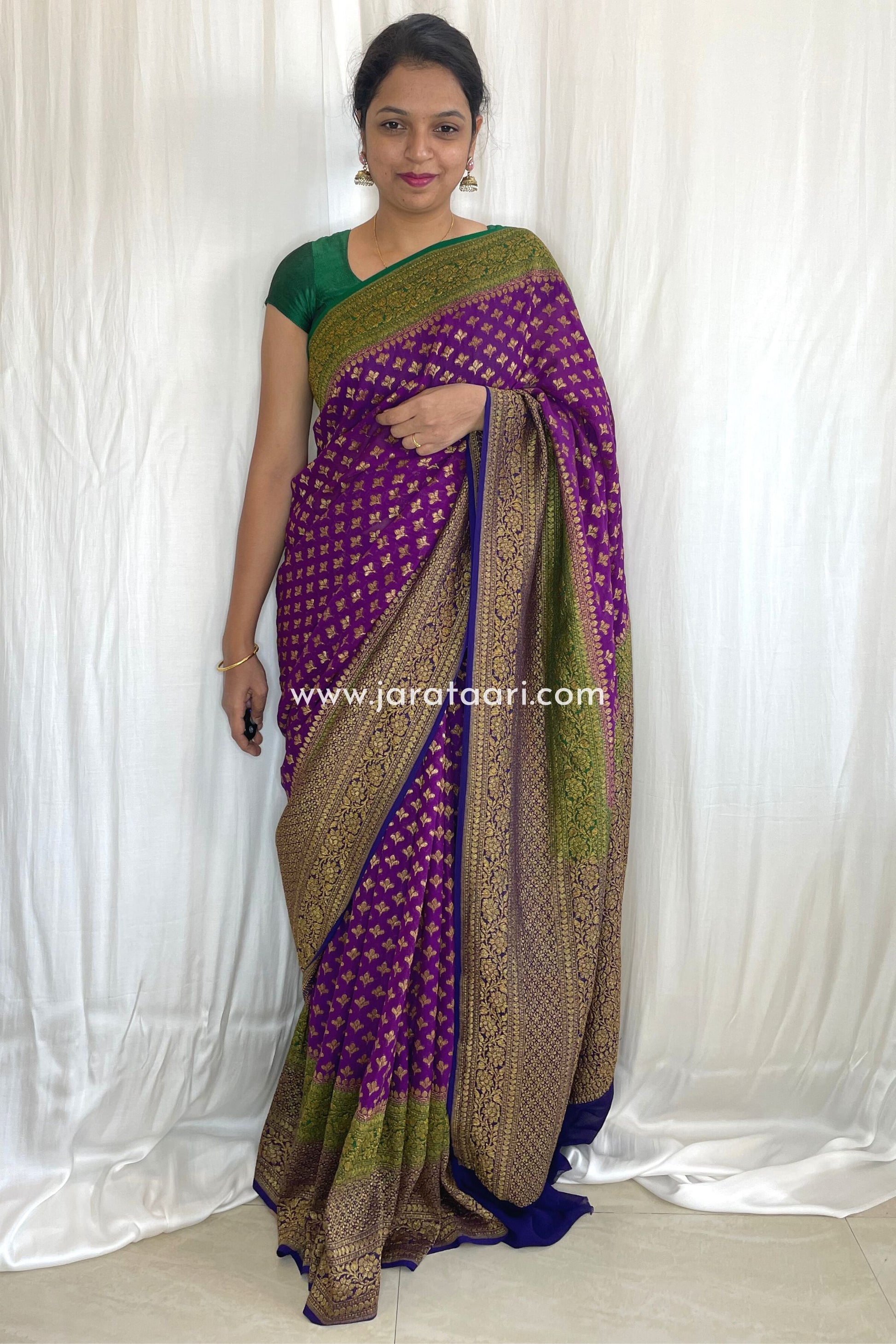 Purple Georgette Banarasi Saree - Mohini | Jarataari