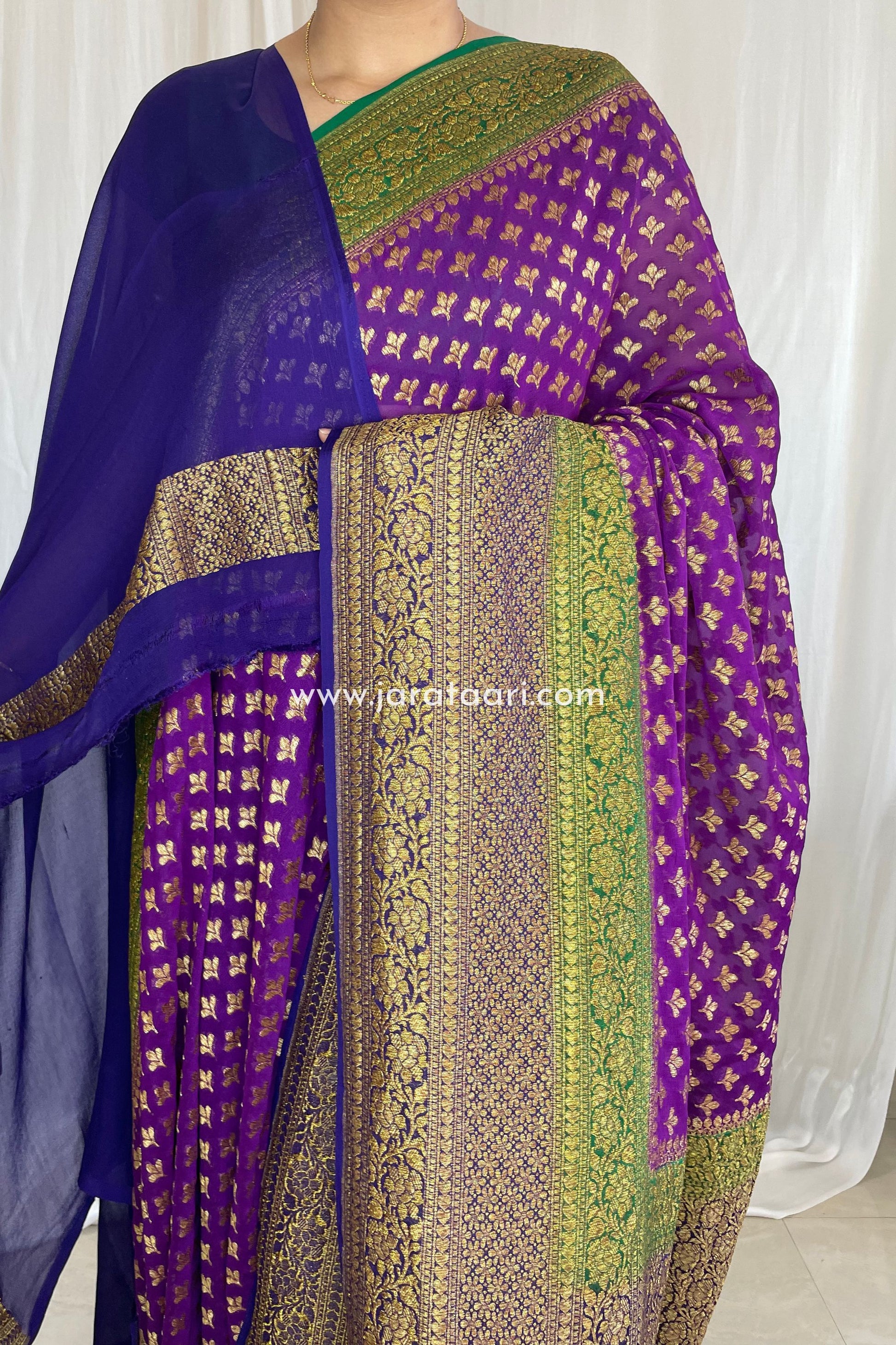 Purple Georgette Banarasi Saree