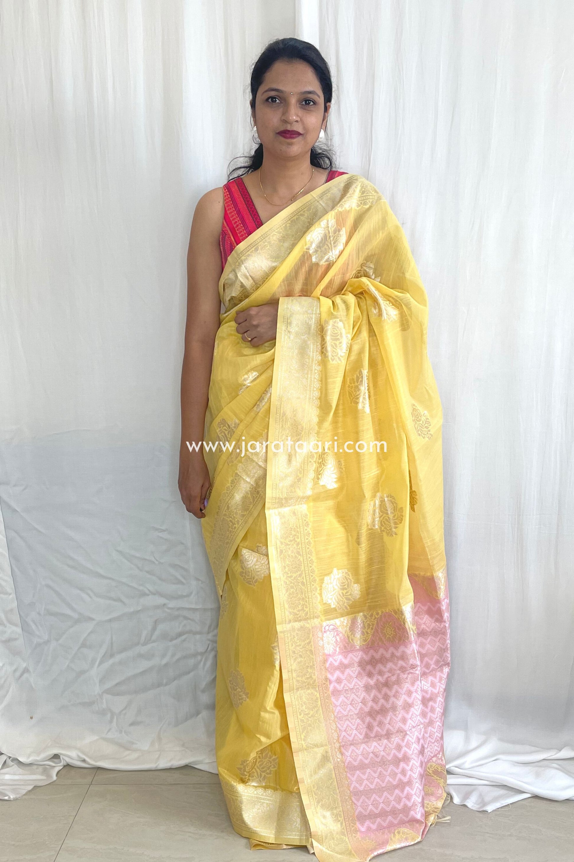Yellow Soft Tissue Banarasi Saree - Aadyaa